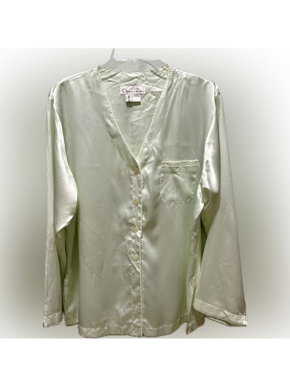 Oscar de La Renta Saks Fifth Avenue Mint Green Sleep Shirt/Pajama Top Size Large